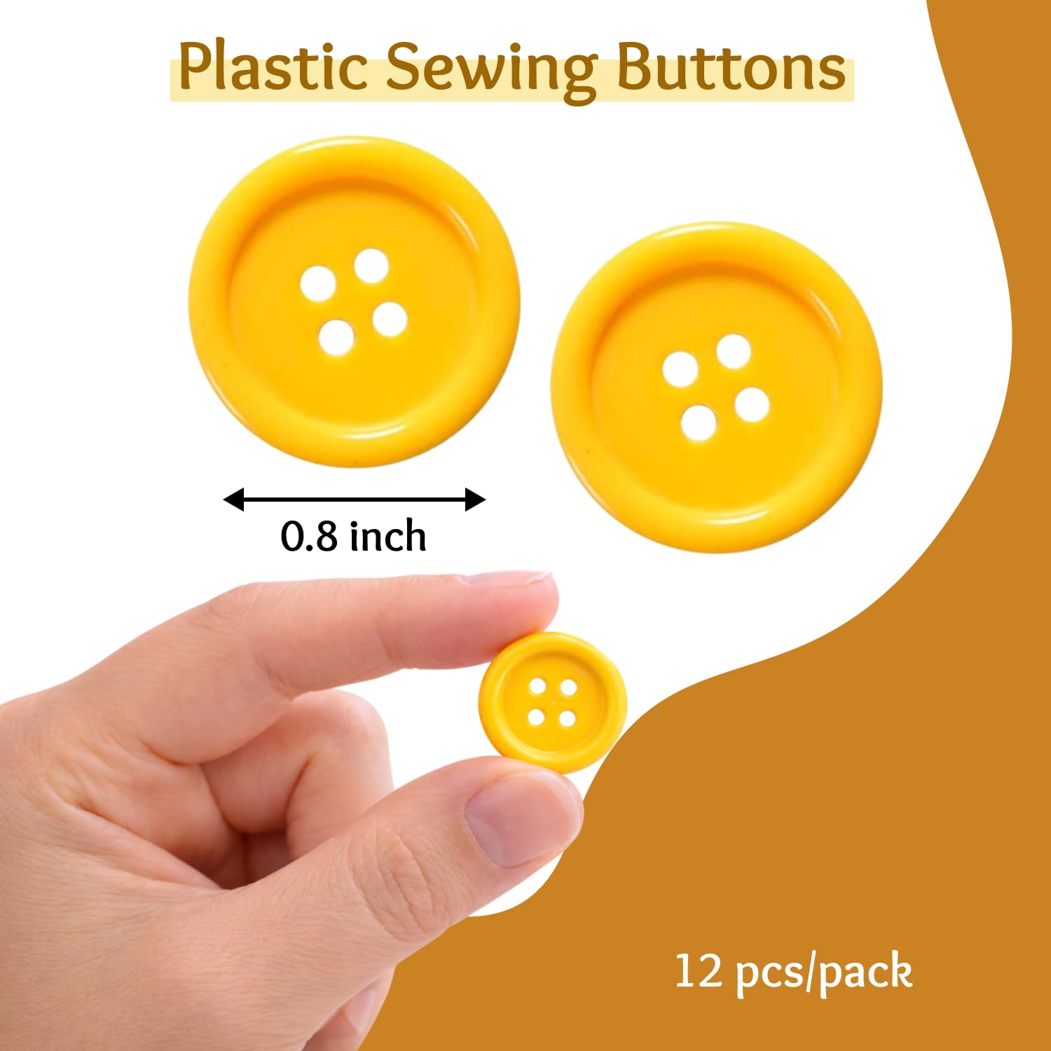 Amazon.com: 12 Yellow Buttons - 0.8 inch, 4 Hole Round, Plastic